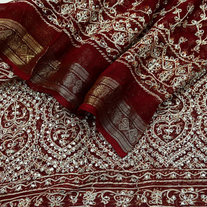 Women Indian Vintage Dupatta Maroon Long Stole Blend Cotton Woven Bandhani Veil Scarves soft Boho Wrap Bridal/ Wedding Hijab