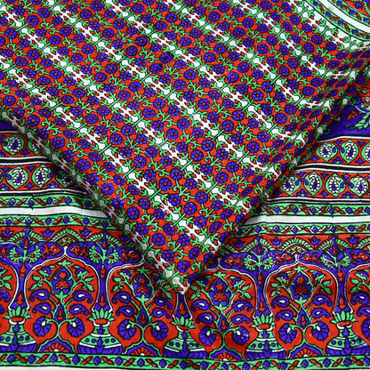 Indian Vintage Red & Purple Sarees 100% Pure Silk Printed Sari 6yd Sewing Craft Fabric DressMaking Soft For Crafting Quilting Upcycle
