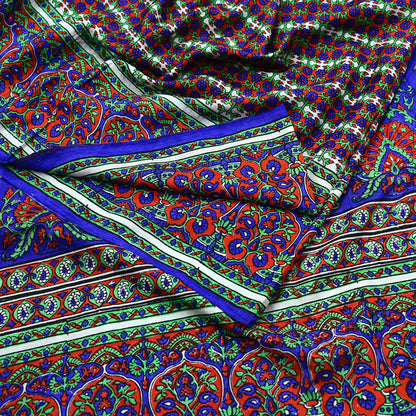 Indian Vintage Red & Purple Sarees 100% Pure Silk Printed Sari 6yd Sewing Craft Fabric DressMaking Soft For Crafting Quilting Upcycle