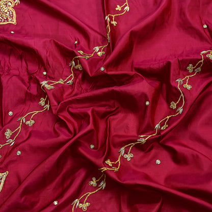 Indian Vintage Heavy Bridal Dupatta Pink Pure Silk Long Stole Hand Embroidered Hijab Scarf Zardozi Wedding Dupatta Fringes