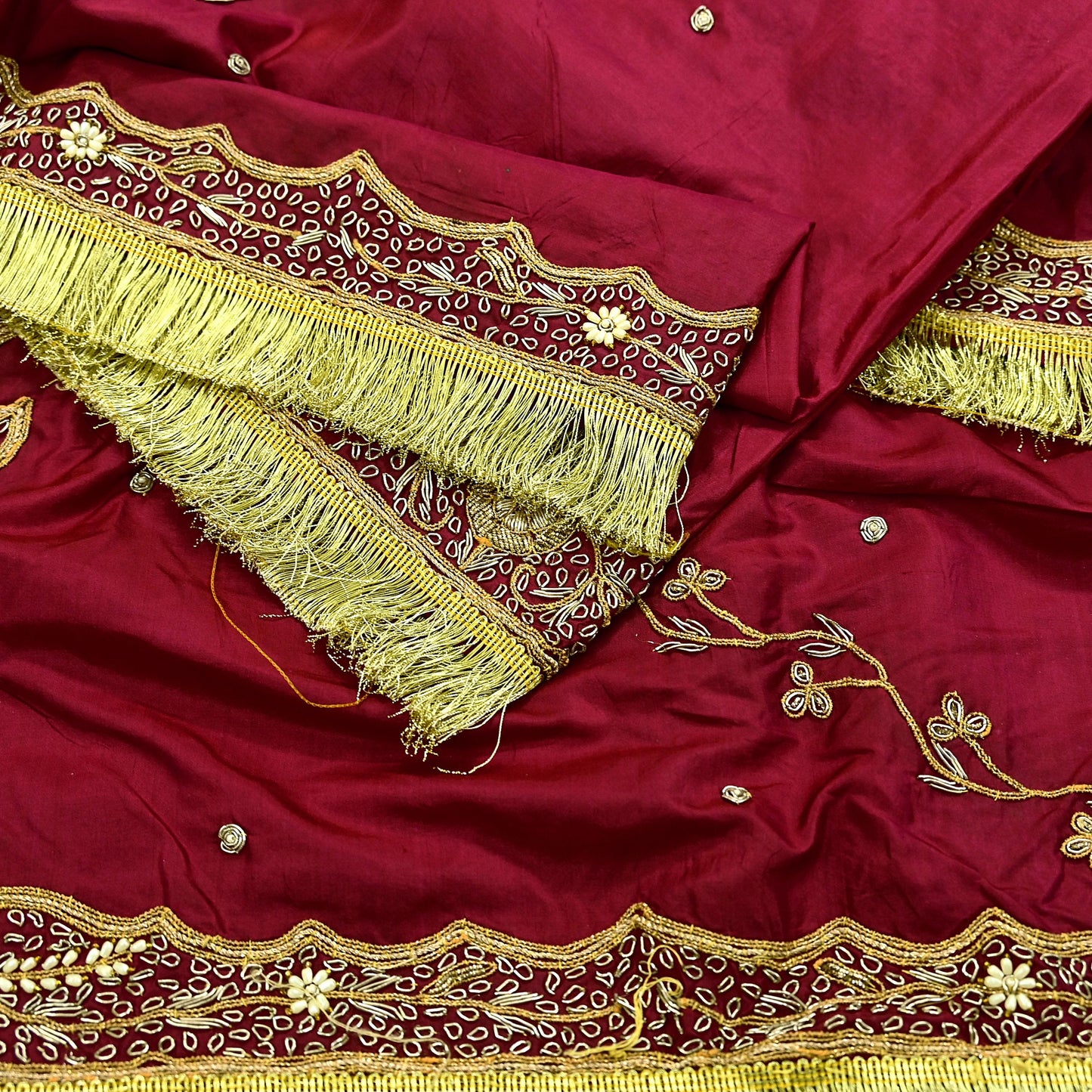 Indian Vintage Heavy Bridal Dupatta Pink Pure Silk Long Stole Hand Embroidered Hijab Scarf Zardozi Wedding Dupatta Fringes