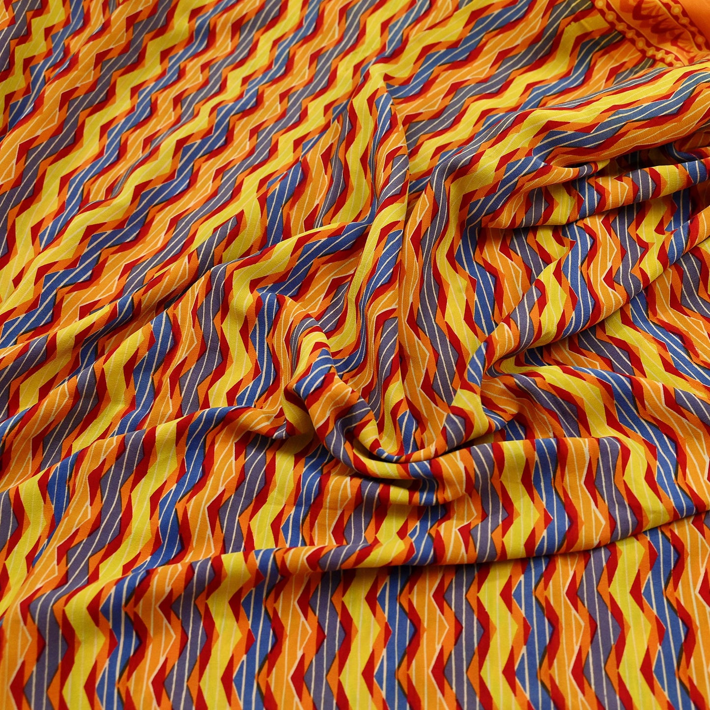 Indian Vintage Sari Orange Pure Crepe Silk Printed Saree 5yd Sewing Floral Soft Craft Fabric Wrap Dress making Quilting Crafting Upcycle