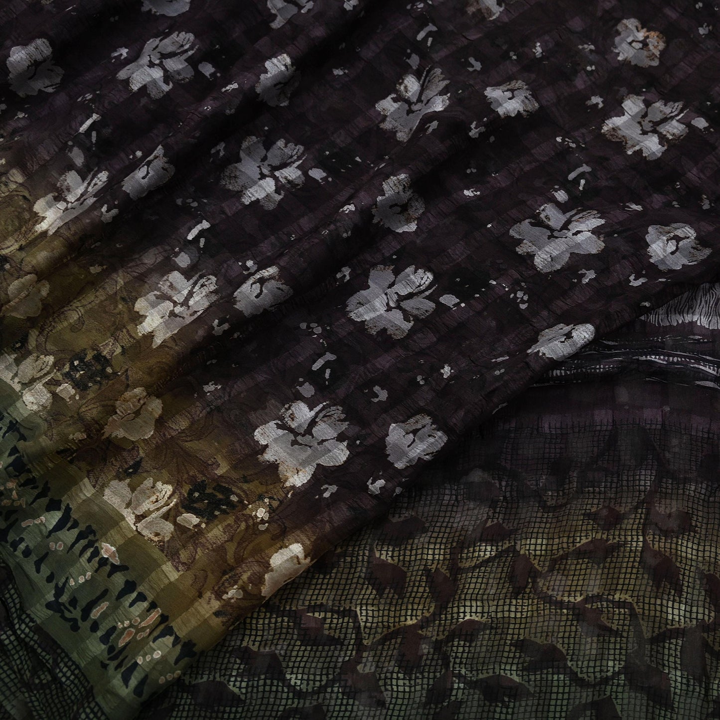 Women Vintage Sari Pure Chiffon Silk Printed Sarees Craft Fabric Sewing 6Yd Soft Light Sari Dress Making for Crafting Quilting Upcycle Used