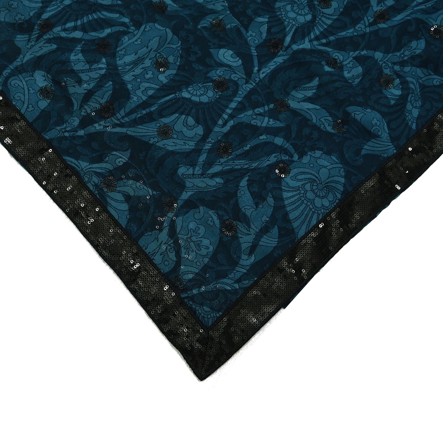 Indian Vintage Dupatta Green Long Stole Hand Beaded Printed Pure Georgette Silk Scarves Veil Wrap Soft Floral