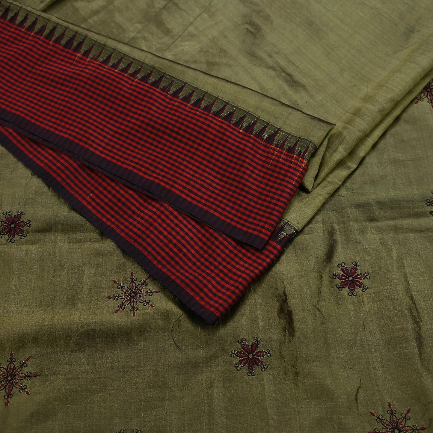 Indian Vintage Sari Green Mysore Silk Woven Sarees Craft Fabric 5Yd Ethnic South silk Dress Making Crafting Upcycle Quilting Zari Border
