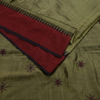 Indian Vintage Sari Green Mysore Silk Woven Sarees Craft Fabric 5Yd Ethnic South silk Dress Making Crafting Upcycle Quilting Zari Border