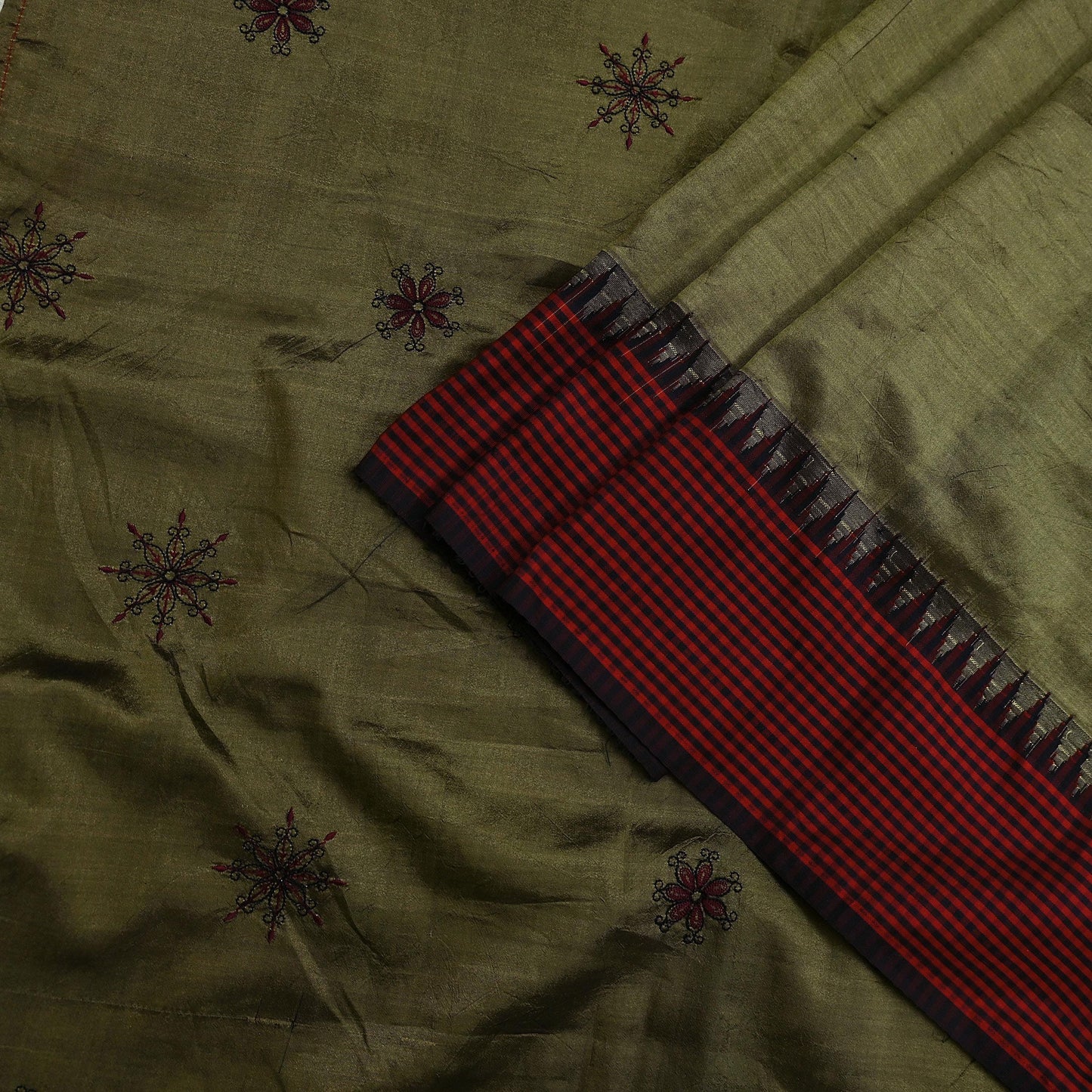 Indian Vintage Sari Green Mysore Silk Woven Sarees Craft Fabric 5Yd Ethnic South silk Dress Making Crafting Upcycle Quilting Zari Border