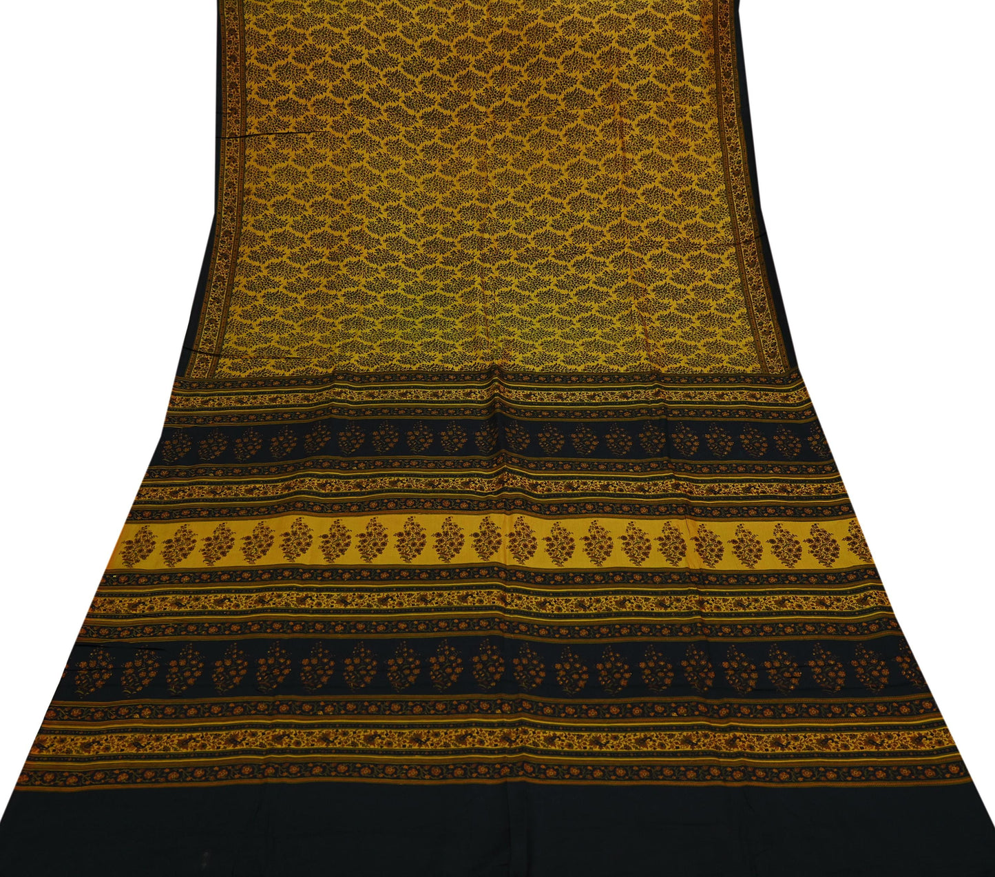 Indian Vintage Sari Black Printed Pure Silk Sarees Craft Fabric 6yd Sewing Floral Soft Dress Designing  for Crafting Quilting Upcycle Wrap