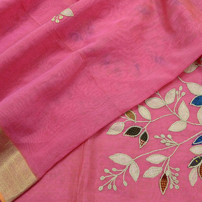 Indian Vintage Pink Dupatta Organza Long Stole Hand Embroidered Scarves Veil Soft Floral Design Wrap Boho Party wear
