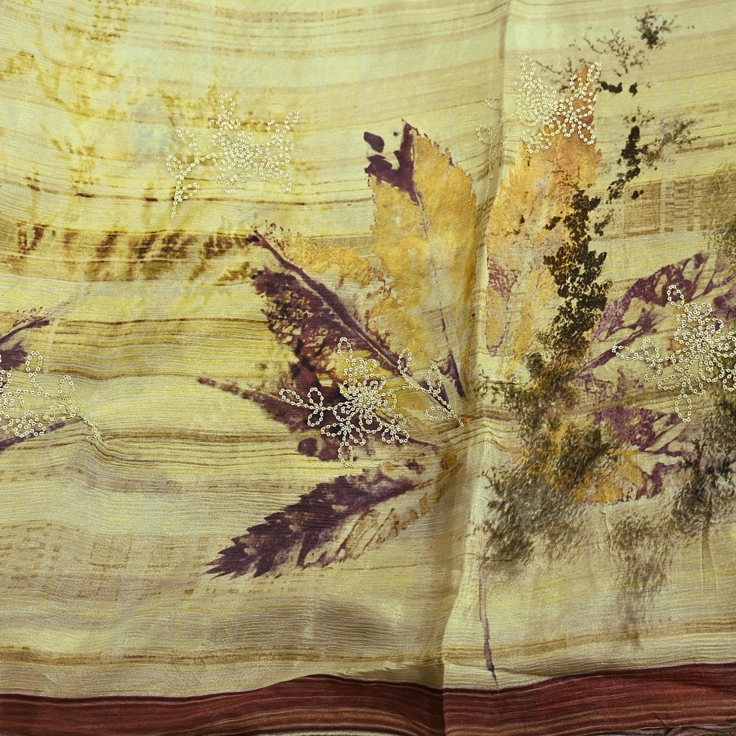 Women Indian Vintage Dupatta Green & beige Long Stole Pure silk Digital Printed Dupatta Veil Scarves soft Boho Wrap Dressmaking Floral