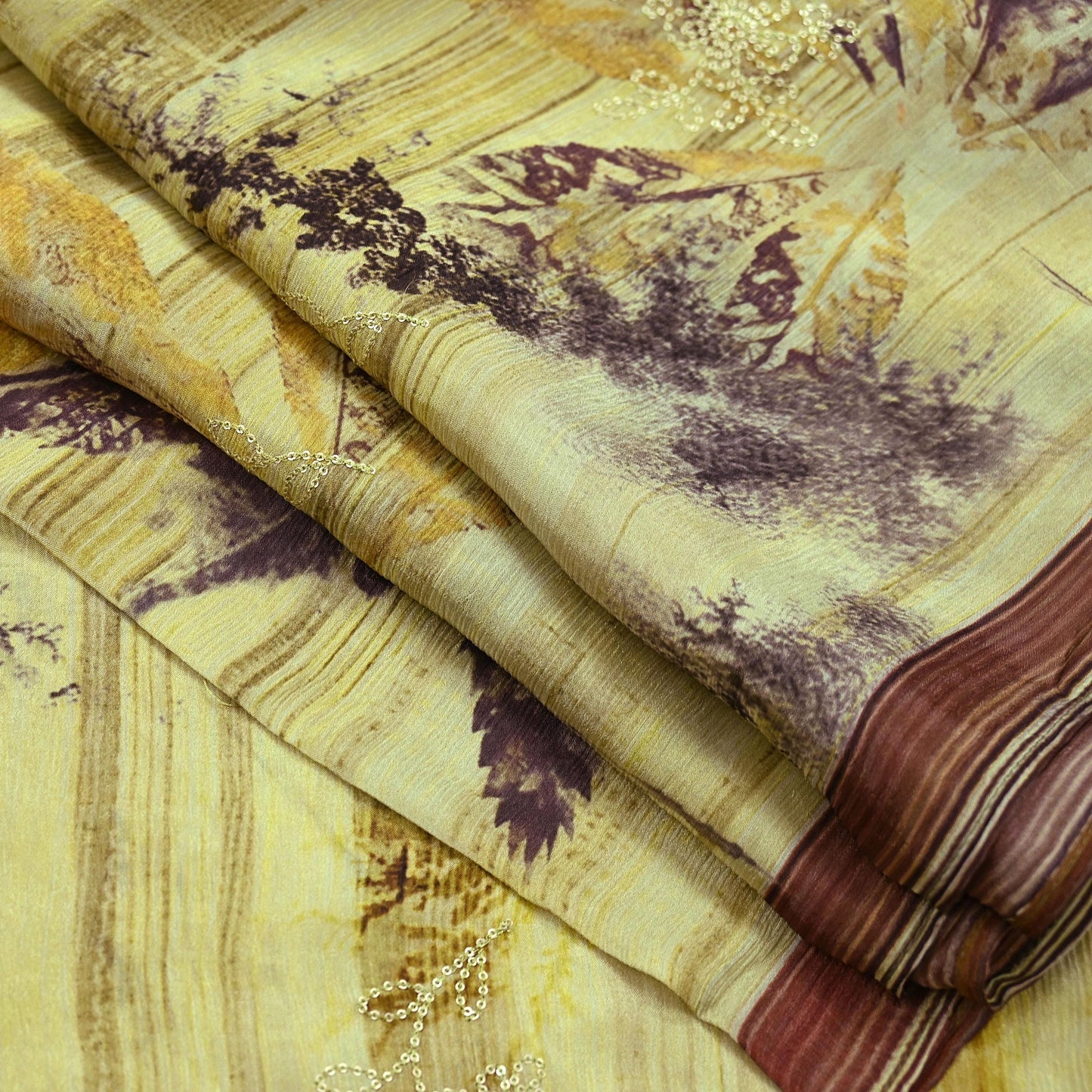 Women Indian Vintage Dupatta Green & beige Long Stole Pure silk Digital Printed Dupatta Veil Scarves soft Boho Wrap Dressmaking Floral