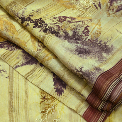 Women Indian Vintage Dupatta Green & beige Long Stole Pure silk Digital Printed Dupatta Veil Scarves soft Boho Wrap Dressmaking Floral