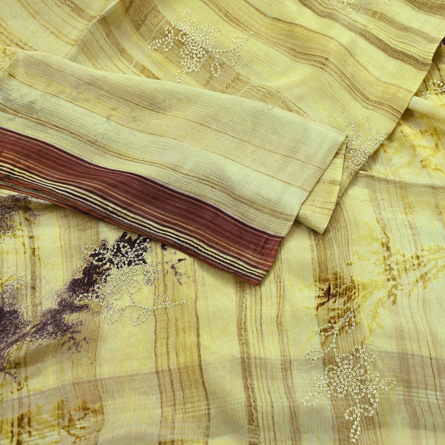 Women Indian Vintage Dupatta Green & beige Long Stole Pure silk Digital Printed Dupatta Veil Scarves soft Boho Wrap Dressmaking Floral