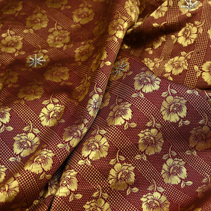 Indian Vintage Heavy Maroon Saree 100% Pure Silk Hand Woven Kanjeevaram Sari 5yd Ethnic Zari Premium Wedding Saree With Blouse Fabric