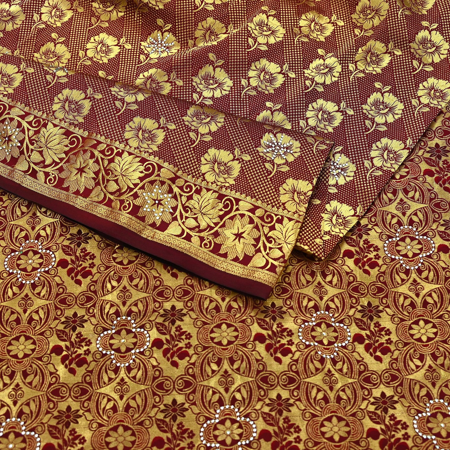 Indian Vintage Heavy Maroon Saree 100% Pure Silk Hand Woven Kanjeevaram Sari 5yd Ethnic Zari Premium Wedding Saree With Blouse Fabric