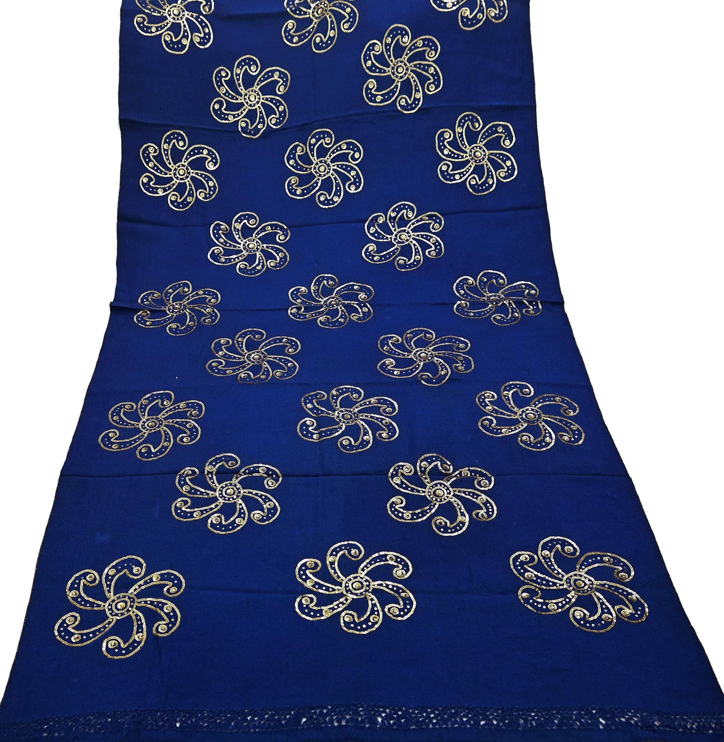 Vintage Shawl Blue Pure Woolen Shawl Handmade Embroidered Long Throw Stole Warm Stole Floral Design