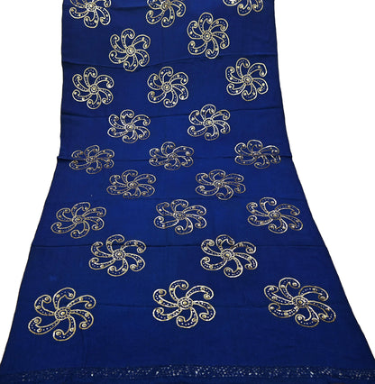 Vintage Shawl Blue Pure Woolen Shawl Handmade Embroidered Long Throw Stole Warm Stole Floral Design