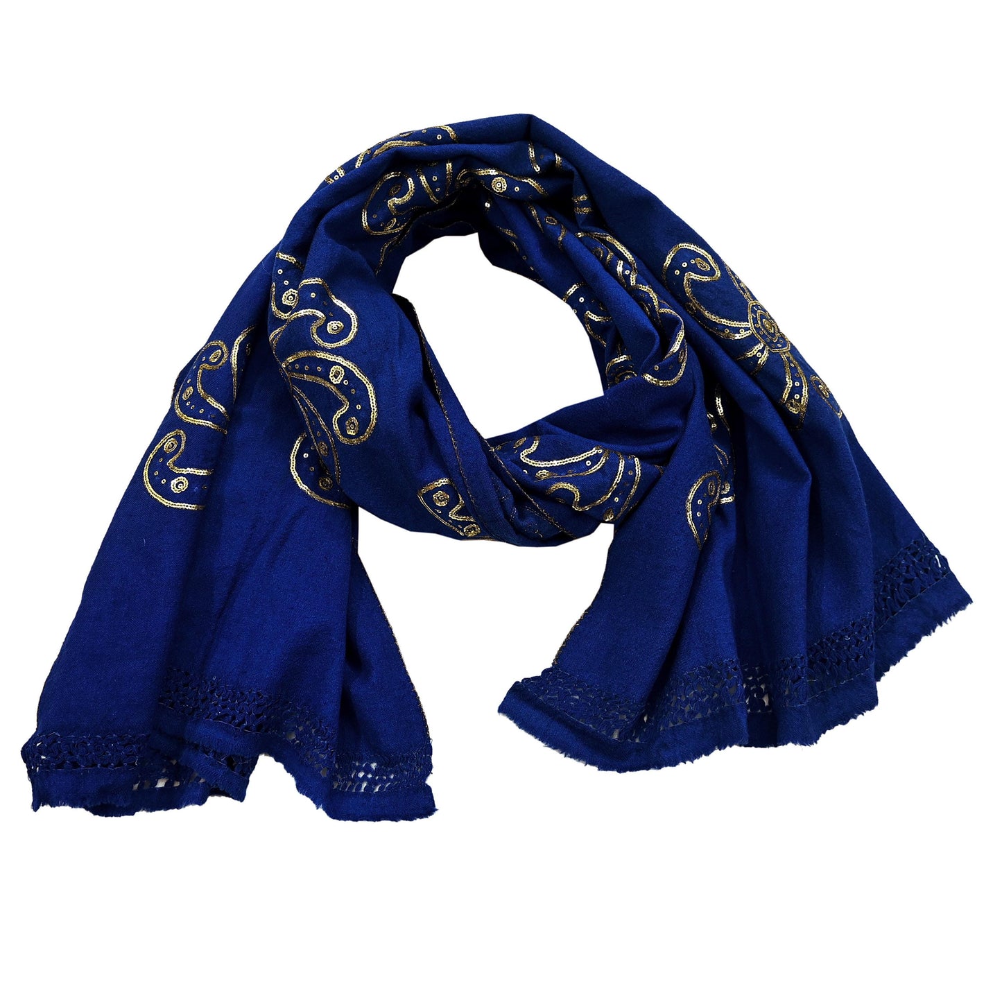 Vintage Shawl Blue Pure Woolen Shawl Handmade Embroidered Long Throw Stole Warm Stole Floral Design