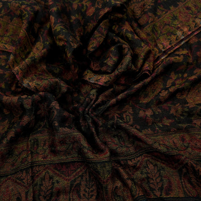 New Black Pure Pashmina Handmade Reversible Shawl Long Throw Stole Warm Stole Floral Design