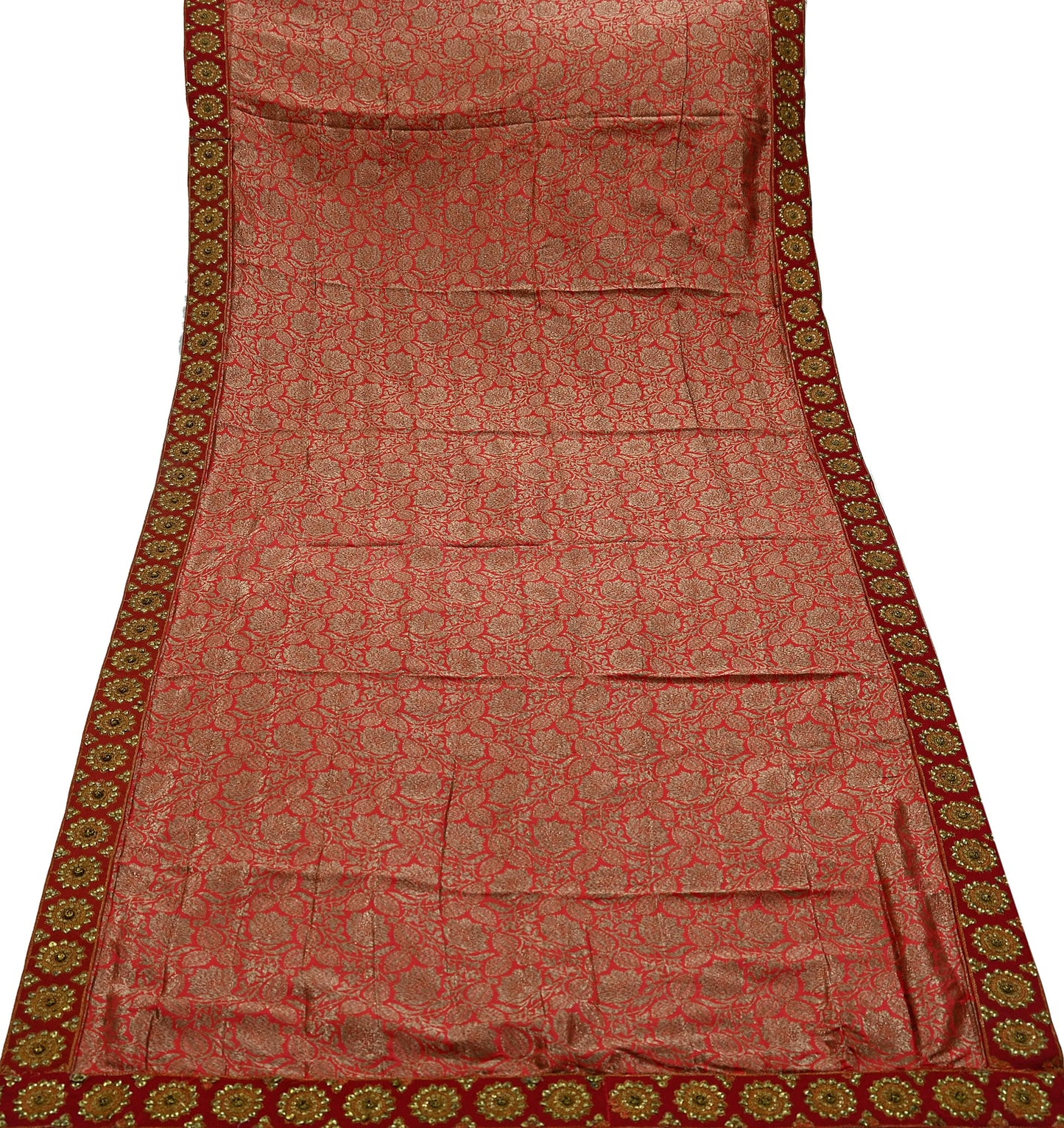 Indian Antique Vintage Heavy Red Dupatta Pure Silk Long Stole Hand Woven Banarasi Veil Scarves Zari Stole Ethnic Wear Bridal Hijab