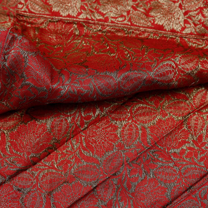 Indian Antique Vintage Heavy Red Dupatta Pure Silk Long Stole Hand Woven Banarasi Veil Scarves Zari Stole Ethnic Wear Bridal Hijab