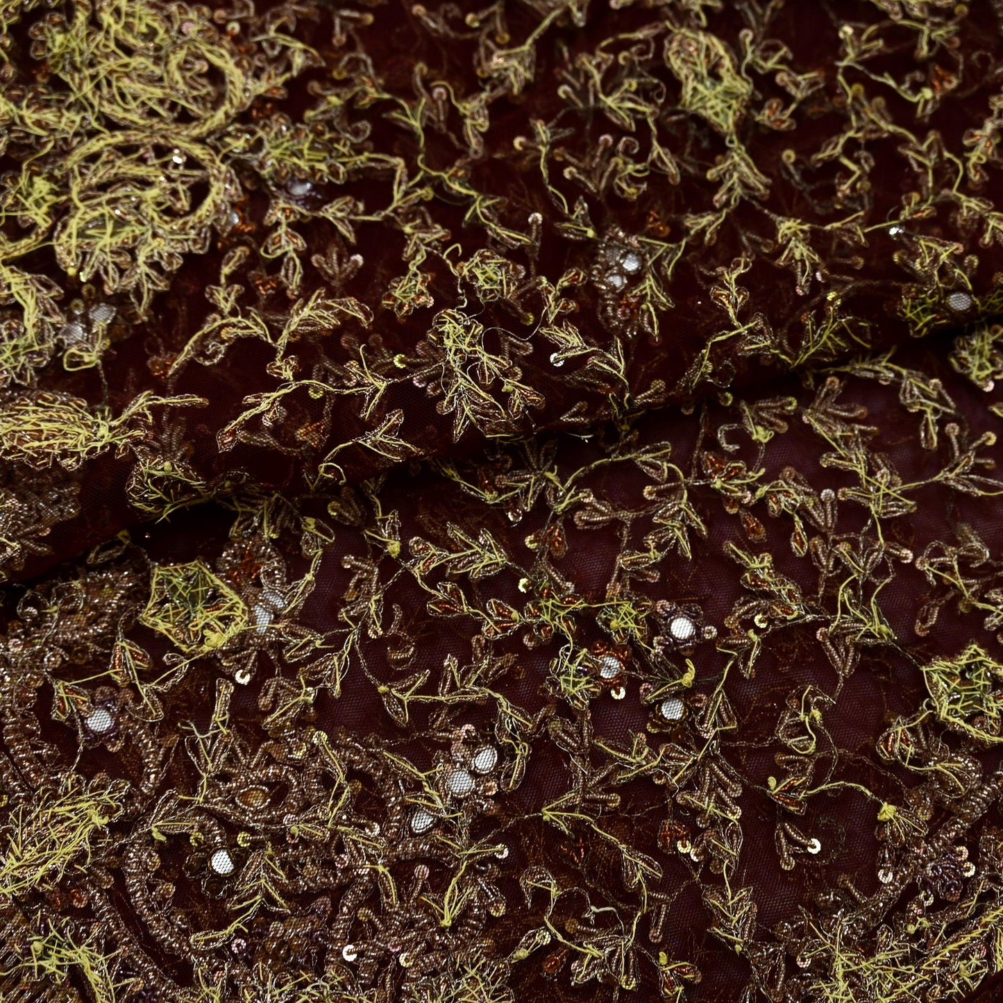 Indian Vintage Heavy Maroon Dupatta Net Mesh Long Stole Hand Embroidered Scarves Zardozi/ Dabka Zari Sequins Stole Bridal/Wedding Wear