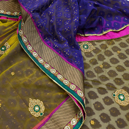 Indian Vintage Heavy Sari Net/Mesh Embroidered Sarees Fabric 5Yd Sewing Soft Sequins Floral Zari Bridal/wedding Saris Bollywood