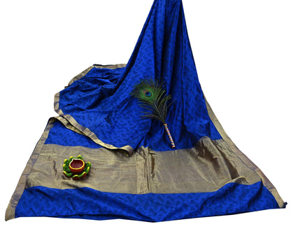 Indian Vintage Heavy Blue Kanjivaram Saree 100% Pure Silk Zari 5Yd Floral Crafting Dress making Crafting Quilting Bollywood Saree