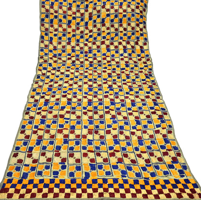 Indian Vintage Beige Heavy Wedding Dupatta Long Stole Crepe Silk Hand Embroidered Bagh Phulkari Stole Scarves