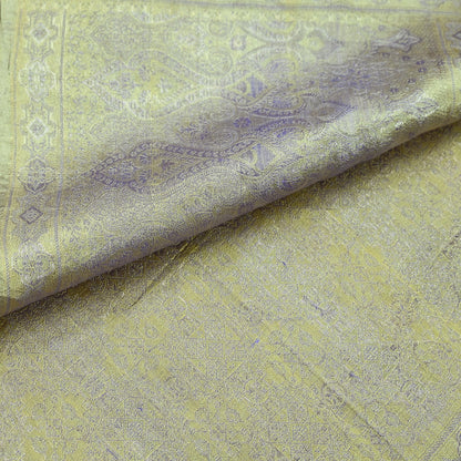 Indian Vintage Sari Purple Heavy Pure Silk Hand Woven Brocade Saree Ethnic Wear Craft Fabric 5Yd Dress Making For Crafting Quilting