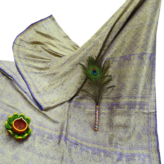 Indian Vintage Sari Purple Heavy Pure Silk Hand Woven Brocade Saree Ethnic Wear Craft Fabric 5Yd Dress Making For Crafting Quilting