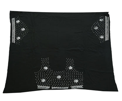 Indian Heavy Sari Black Net/Mesh Hand Embroidered Sarees Craft Fabric 6Yd Sewing Soft Zardozi Wedding sarees With Blouse fabric
