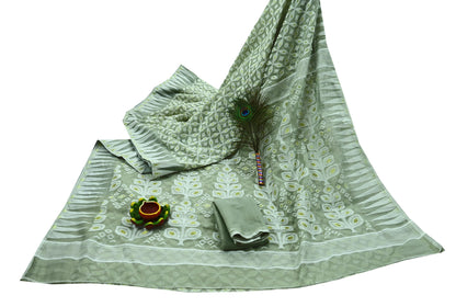 Indian Vintage Sarees Gray Cotton Hand Woven Jamdani Sari 5yd Ethnic Floral Craft Fabric Dress making Upcycle Crafting Quilting