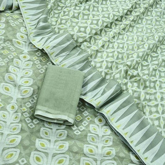 Indian Vintage Sarees Gray Cotton Hand Woven Jamdani Sari 5yd Ethnic Floral Craft Fabric Dress making Upcycle Crafting Quilting