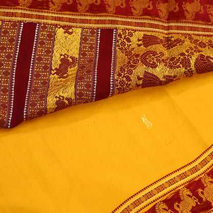 Indian Vintage Sari Pure Cotton Hand Woven Sarees Craft Fabric 5yd Ethnic Crafting Quilting Dress Making Quilting Upcycle