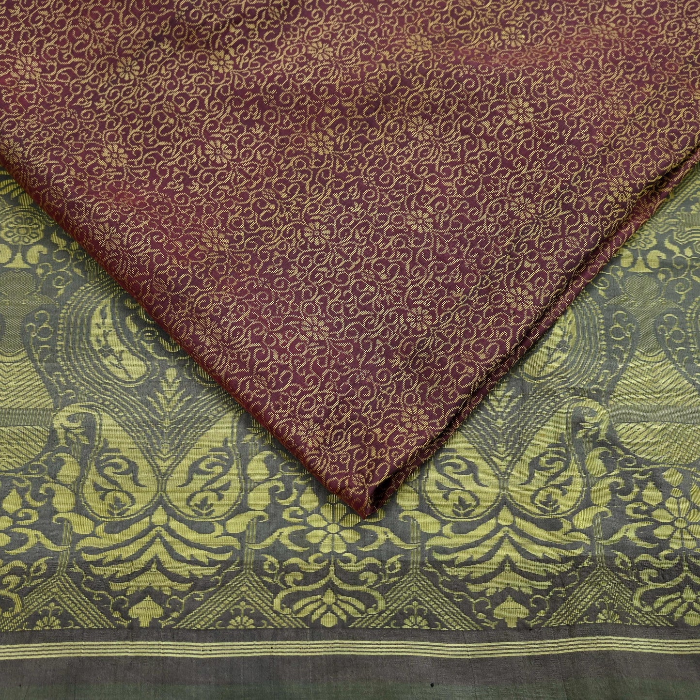 Indian Vintage Sari Gray & Purple 100% Pure Silk Hand Woven Sarees Craft Fabric 5Yd Ethnic Sewing Dress making Crafting Quilting Upcycle