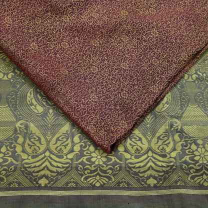 Indian Vintage Sari Gray & Purple 100% Pure Silk Hand Woven Sarees Craft Fabric 5Yd Ethnic Sewing Dress making Crafting Quilting Upcycle