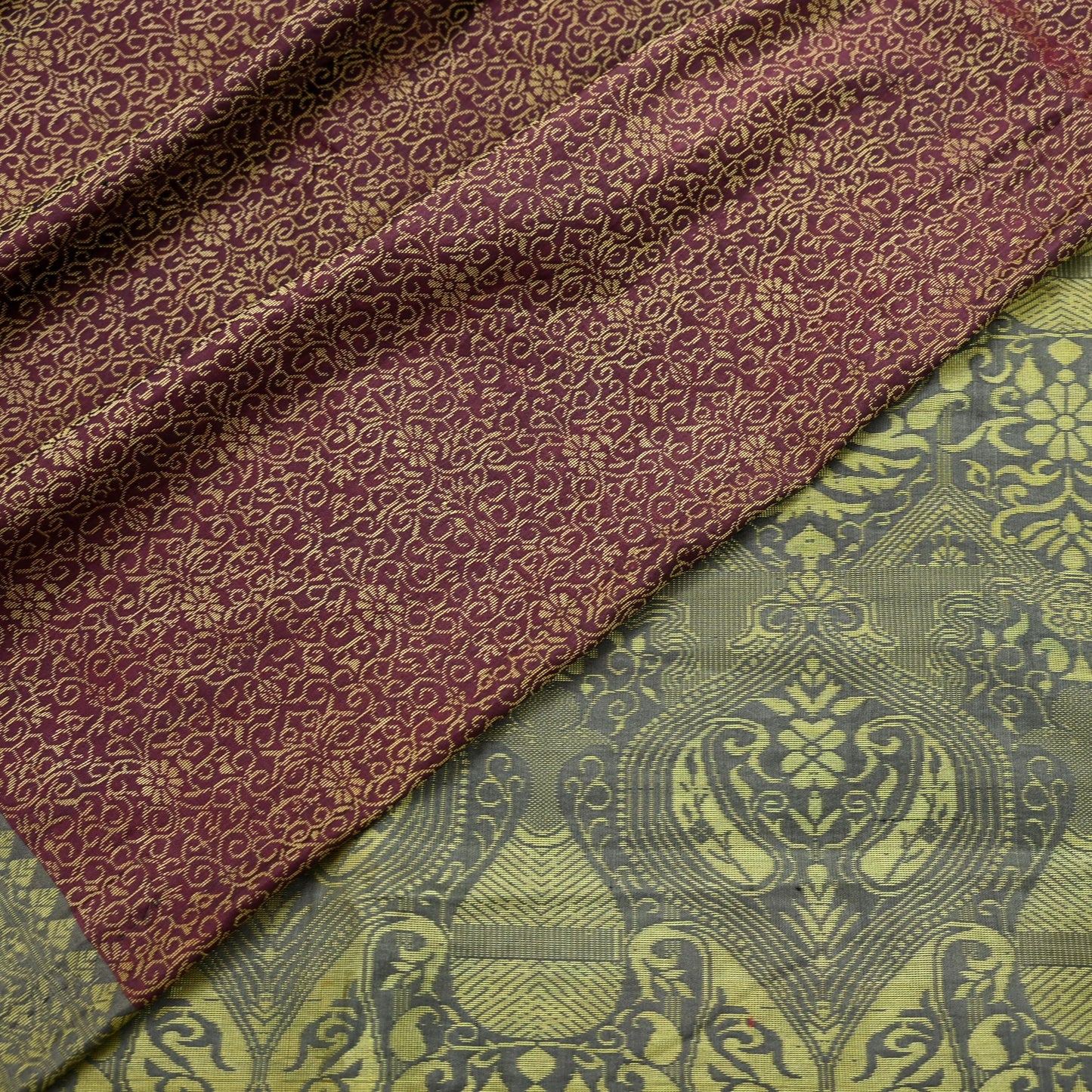 Indian Vintage Sari Gray & Purple 100% Pure Silk Hand Woven Sarees Craft Fabric 5Yd Ethnic Sewing Dress making Crafting Quilting Upcycle