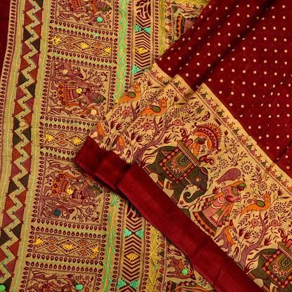 Indian Vintage Sari Maroon Pure Cotton Hand Embroidered Kutch Sarees 5yd Ethnic Soft Floral Design Dress making Crafting Patches