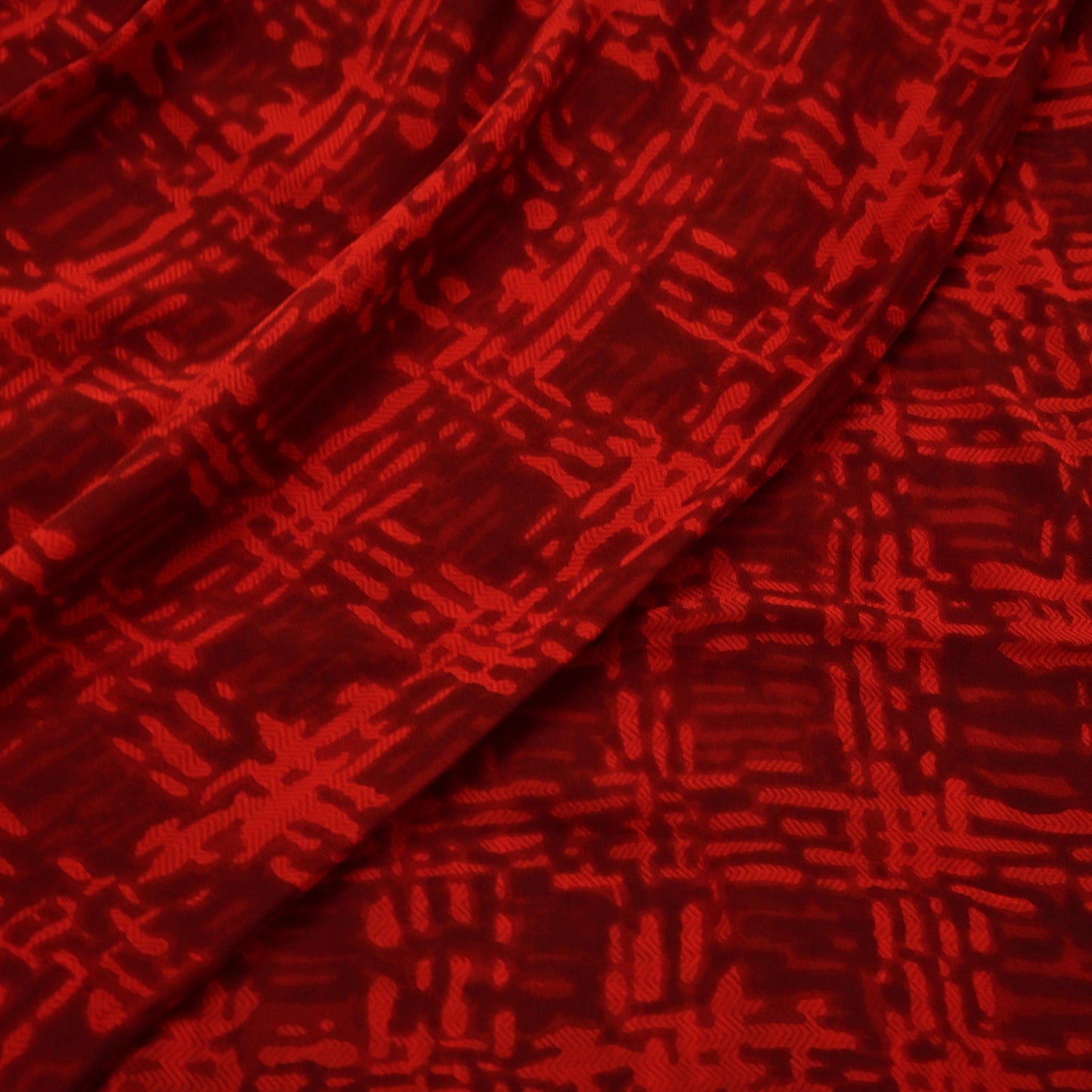 Indian Vintage Maroon & Red Pure Georgette Silk Sari | 6 Yards Abstract Printed Fabric | Boho Wrap, Craft, Quilting, Dressmaking, Upcycle