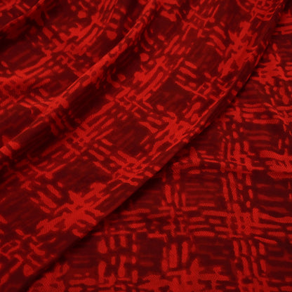 Indian Vintage Maroon & Red Pure Georgette Silk Sari | 6 Yards Abstract Printed Fabric | Boho Wrap, Craft, Quilting, Dressmaking, Upcycle