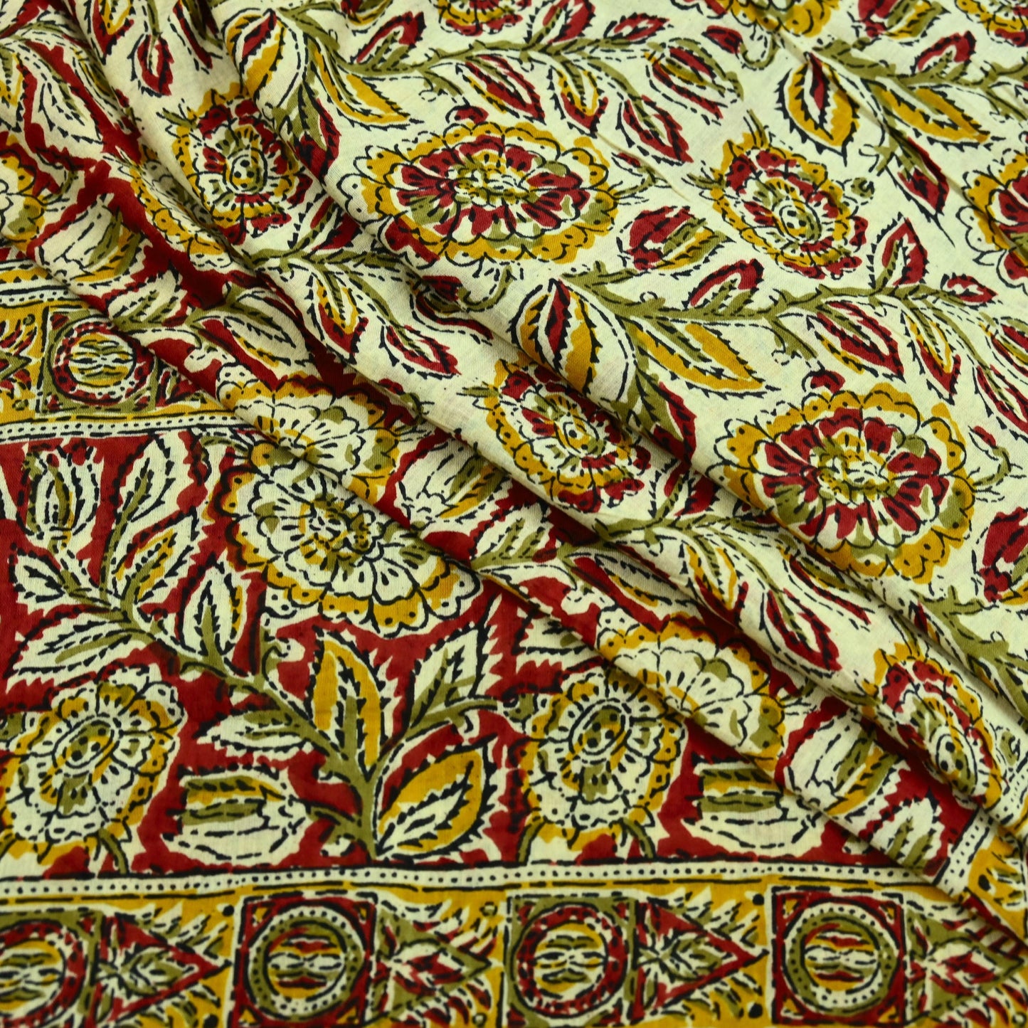 Indian Vintage Red Saree Block Printed Pure Cotton Sari Craft Fabric Soft 5Yd Sewing Sarong Wrap Boho Quilting Crafting Upcycle Dress making