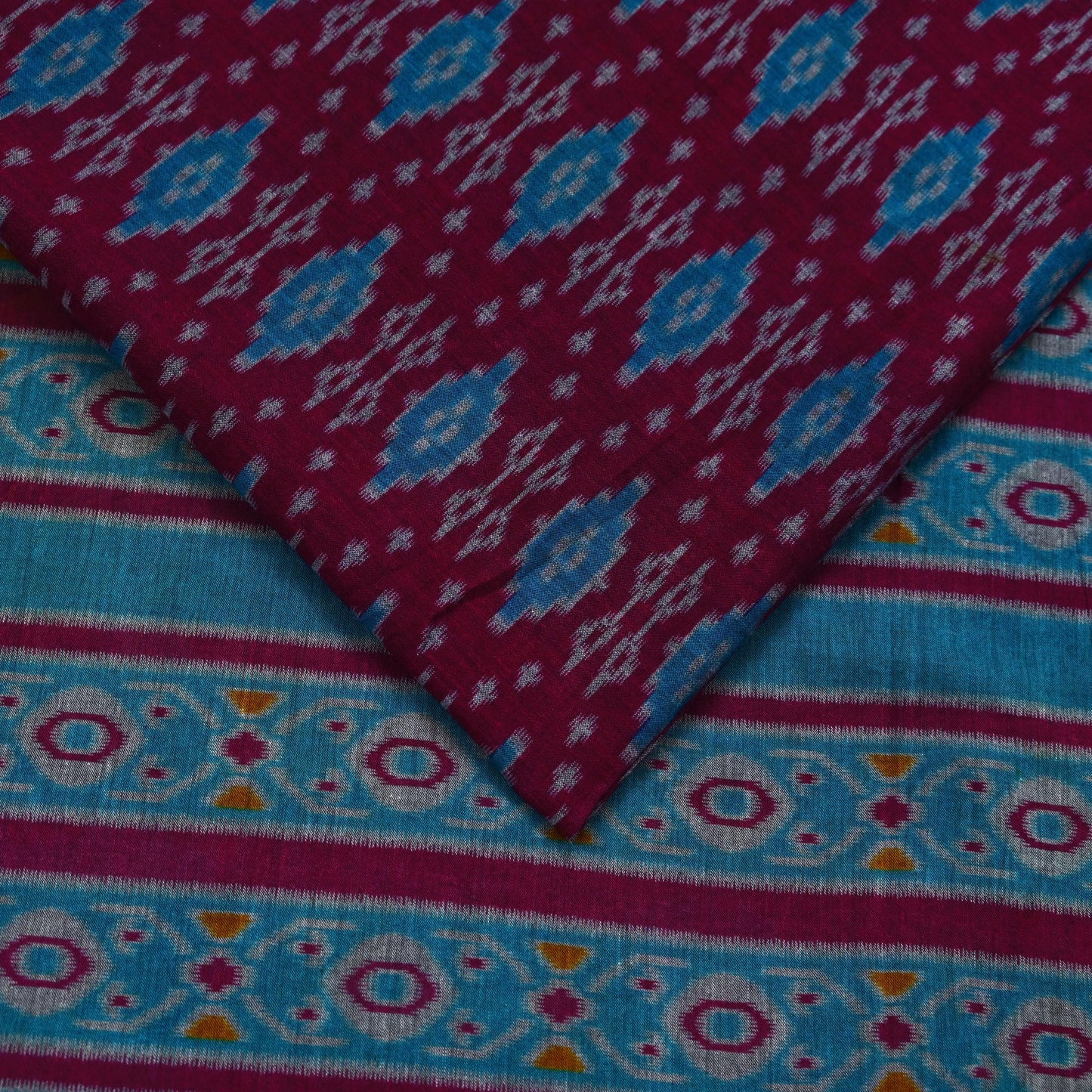 Indian Vintage Sari Maroon & Blue Printed Sarees Pure Cotton Craft Fabric Soft 5Yd Sewing Sarong Wrap Boho Floral Dress making Quilting