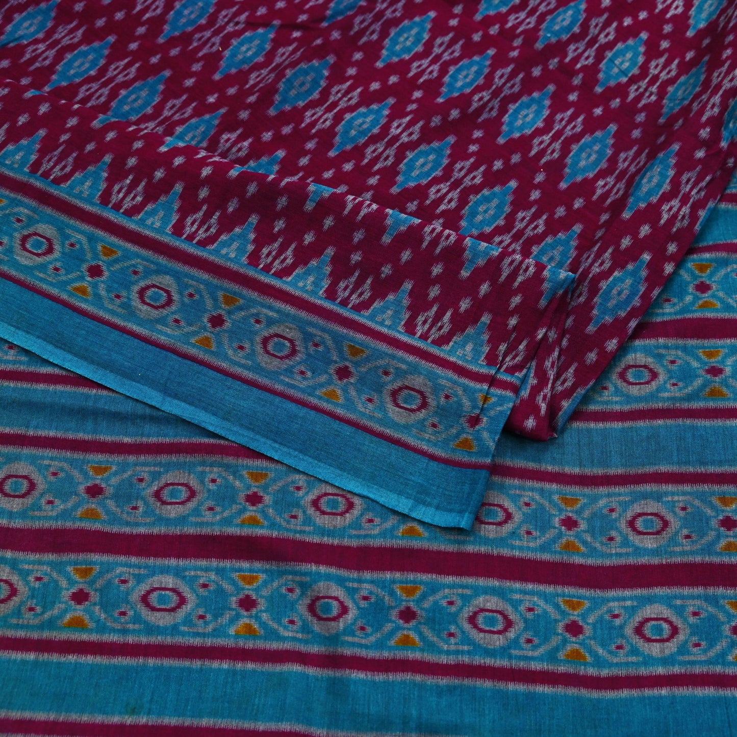 Indian Vintage Sari Maroon & Blue Printed Sarees Pure Cotton Craft Fabric Soft 5Yd Sewing Sarong Wrap Boho Floral Dress making Quilting