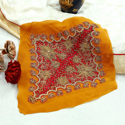 Indian Vintage Pink Pure Crepe Silk Appliques  Set of 1 | Hand-Embroidered Floral Patches with Zardozi,Dabka, Zari,for Craft, Journals