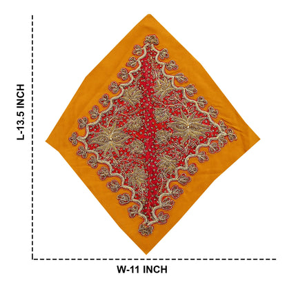 Indian Vintage Pink Pure Crepe Silk Appliques  Set of 1 | Hand-Embroidered Floral Patches with Zardozi,Dabka, Zari,for Craft, Journals