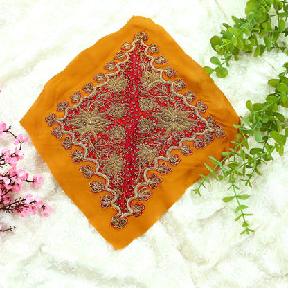 Indian Vintage Pink Pure Crepe Silk Appliques  Set of 1 | Hand-Embroidered Floral Patches with Zardozi,Dabka, Zari,for Craft, Journals