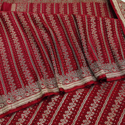 Indian Vintage Heavy Maroon Banarasi Saree | 5 Yards Pure Satin Silk | Woven Brocade Zari Floral| Pure Metallic Zari Fabric for Dressmaking