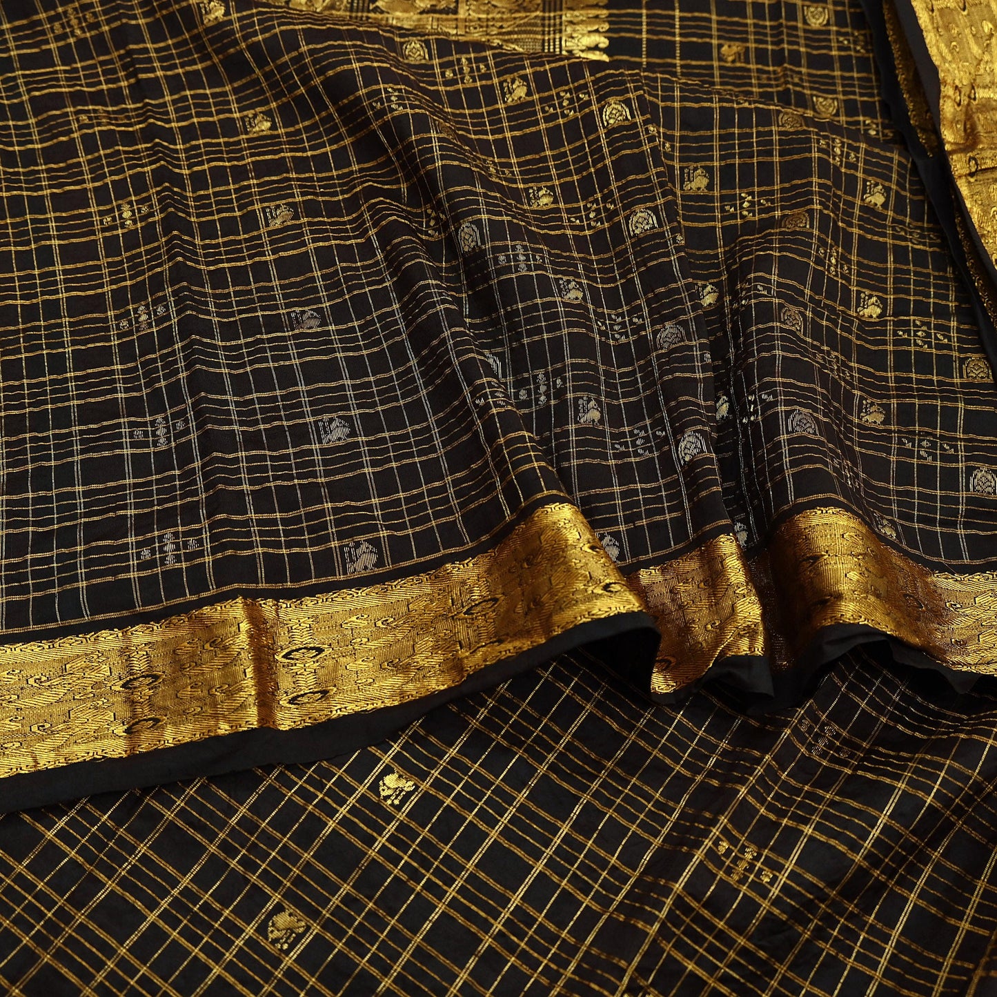 Indian Vintage Heavy Sarees Brown 100% Pure Silk Hand Woven Kanjivaram Sari Craft Fabric 5Yd Ethnic Zari Fringes Dress Making Quilting