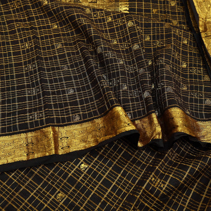 Indian Vintage Heavy Sarees Brown 100% Pure Silk Hand Woven Kanjivaram Sari Craft Fabric 5Yd Ethnic Zari Fringes Dress Making Quilting